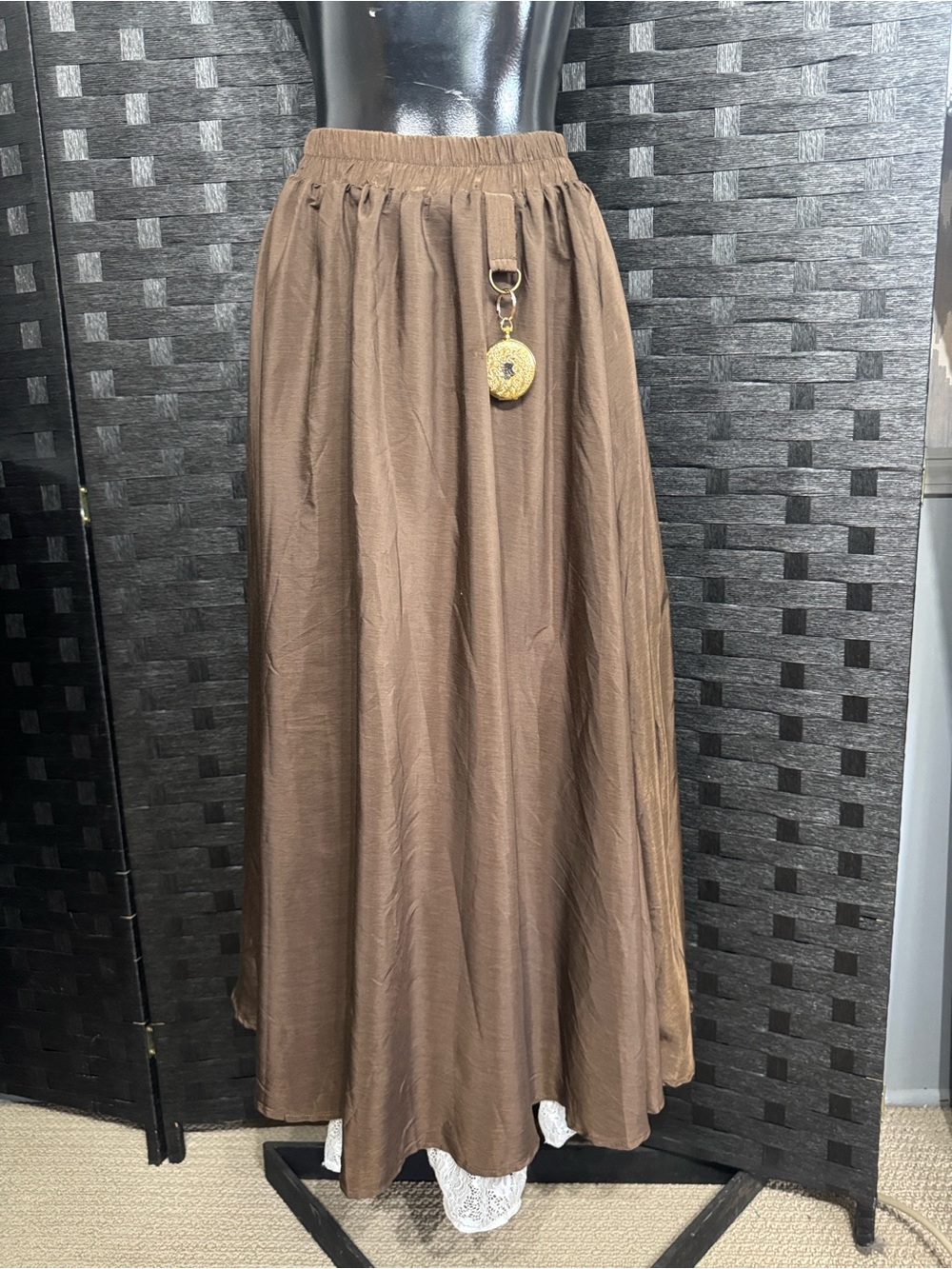 Scarlet Darkness Skirt Lace Trim Brown Sz S